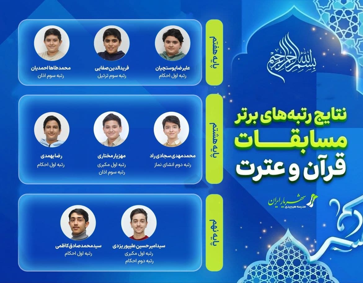 درخشش دانش‌آموزان دبیرستان شهریار ایران در مسابقات قرآن و عترت